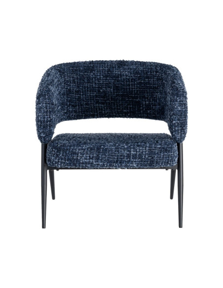 Lot de 2 fauteuils bleu nuit tissu et métal noir 71x70x75 cm Almarino Ixia - 9