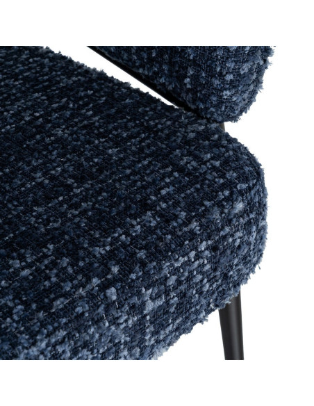 Lot de 2 fauteuils bleu nuit tissu et métal noir 71x70x75 cm Almarino Ixia - 10