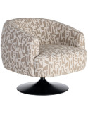 Fauteuil pivotant beige motif géométrique en tissu 73x80x73 cm Morenoro