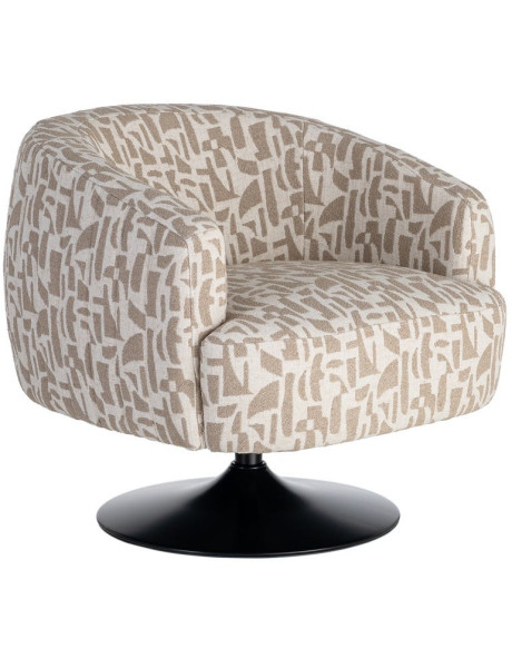 Fauteuil pivotant beige motif géométrique en tissu 73x80x73 cm Morenoro Ixia - 1