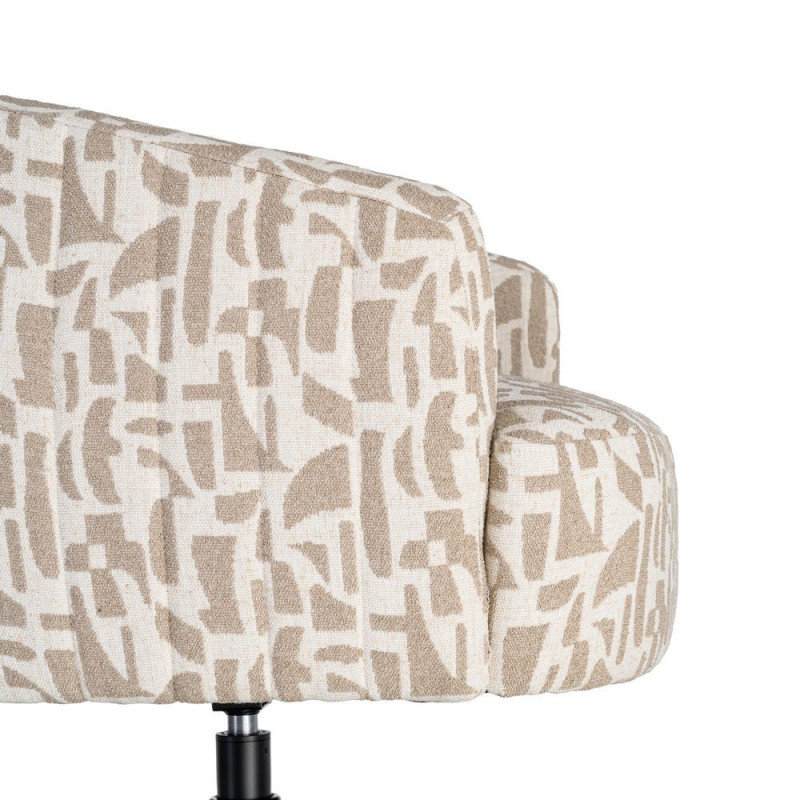 Fauteuil pivotant beige motif géométrique en tissu 73x80x73 cm Morenoro Ixia - 3