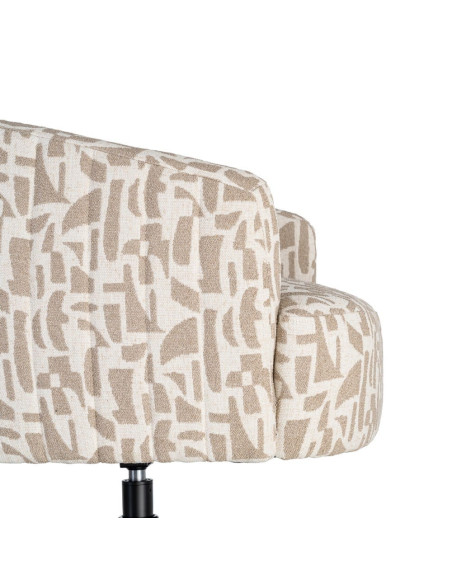 Fauteuil pivotant beige motif géométrique en tissu 73x80x73 cm Morenoro Ixia - 3