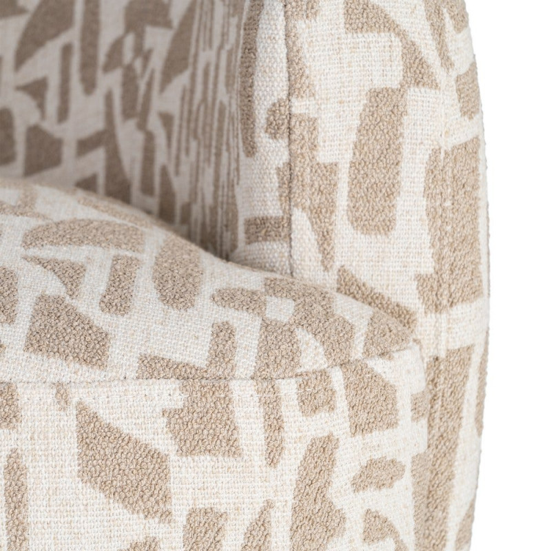 Fauteuil pivotant beige motif géométrique en tissu 73x80x73 cm Morenoro Ixia - 4
