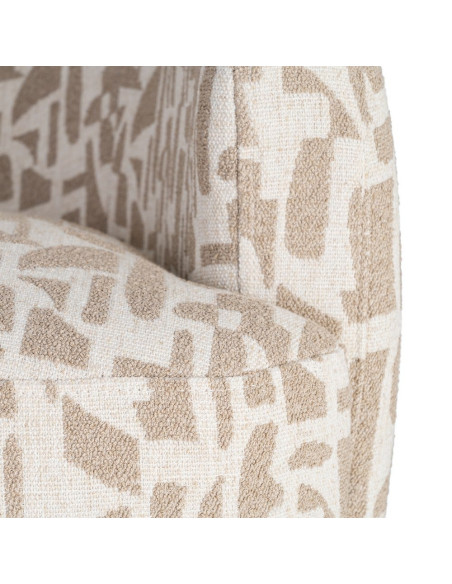 Fauteuil pivotant beige motif géométrique en tissu 73x80x73 cm Morenoro Ixia - 4