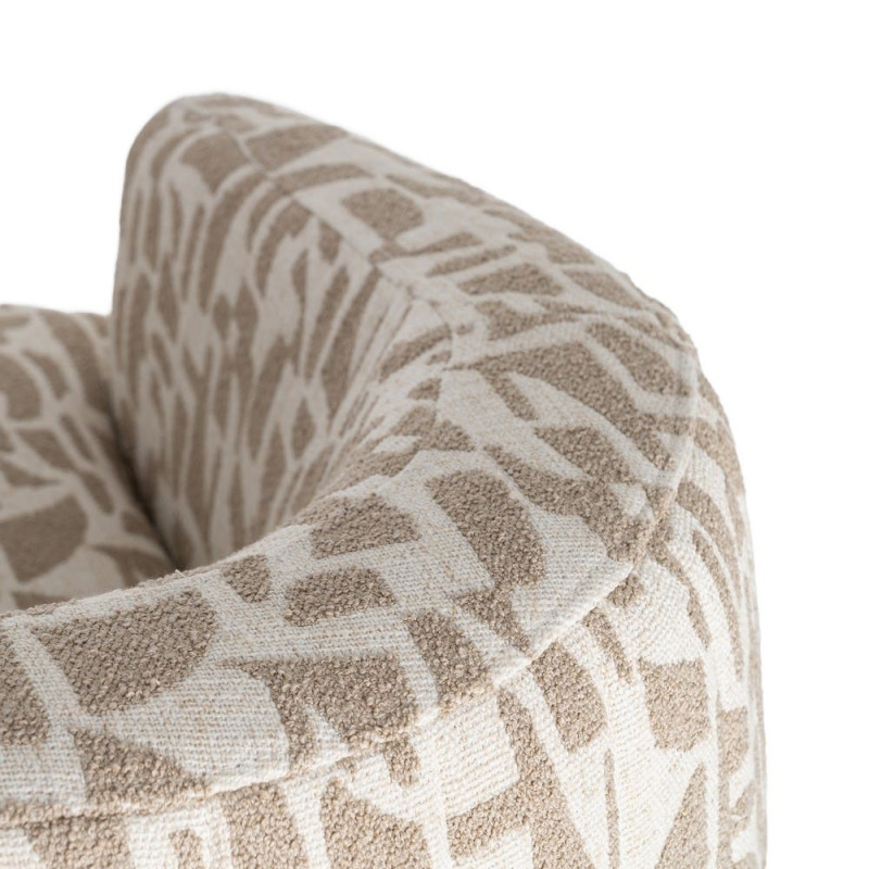 Fauteuil pivotant beige motif géométrique en tissu 73x80x73 cm Morenoro Ixia - 5