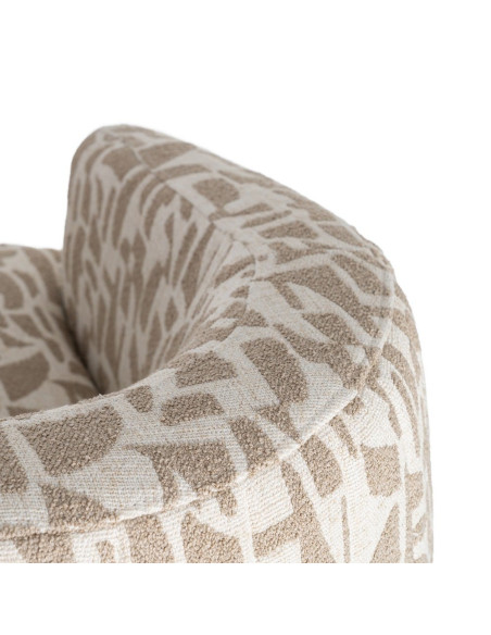 Fauteuil pivotant beige motif géométrique en tissu 73x80x73 cm Morenoro Ixia - 5