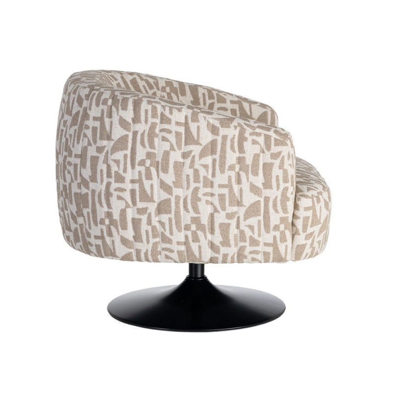 Fauteuil pivotant beige motif géométrique en tissu 73x80x73 cm Morenoro Ixia - 6