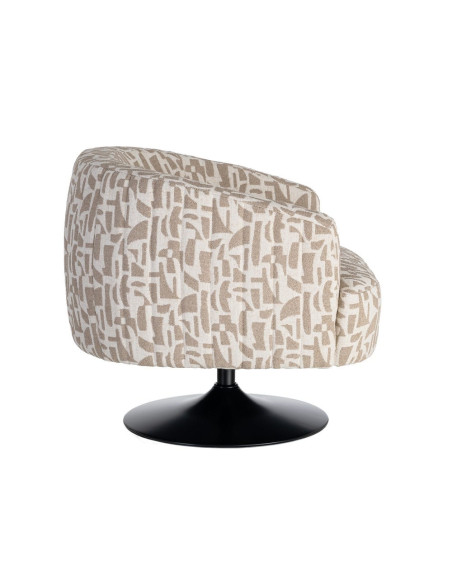 Fauteuil pivotant beige motif géométrique en tissu 73x80x73 cm Morenoro Ixia - 6