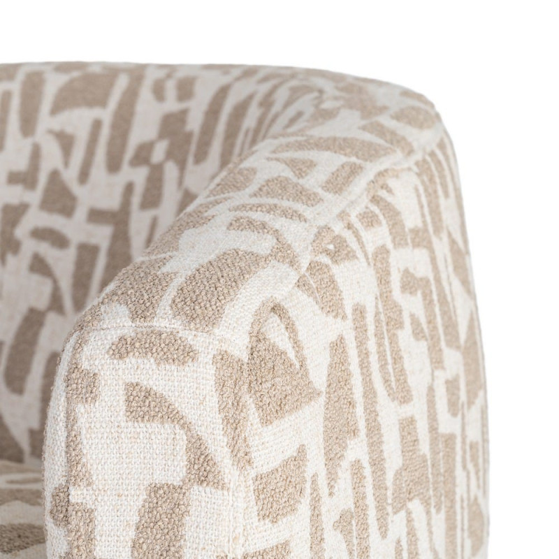 Fauteuil pivotant beige motif géométrique en tissu 73x80x73 cm Morenoro Ixia - 7