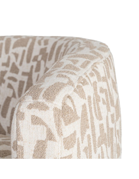Fauteuil pivotant beige motif géométrique en tissu 73x80x73 cm Morenoro Ixia - 7