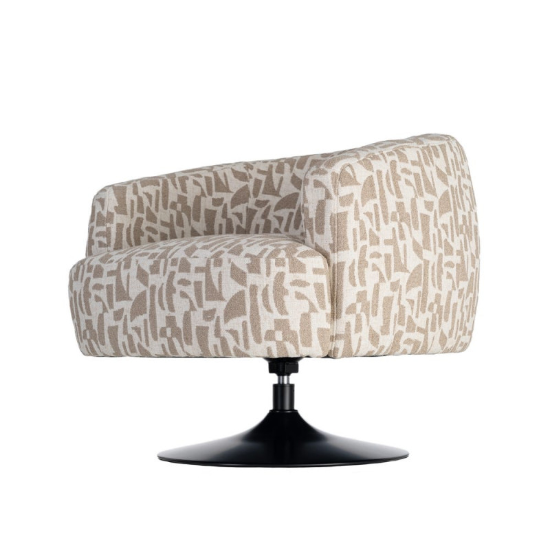 Fauteuil pivotant beige motif géométrique en tissu 73x80x73 cm Morenoro Ixia - 8