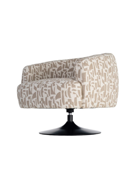 Fauteuil pivotant beige motif géométrique en tissu 73x80x73 cm Morenoro Ixia - 8