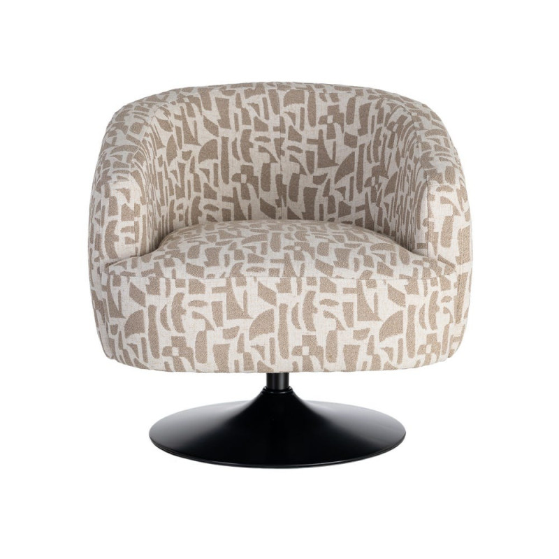 Fauteuil pivotant beige motif géométrique en tissu 73x80x73 cm Morenoro Ixia - 9