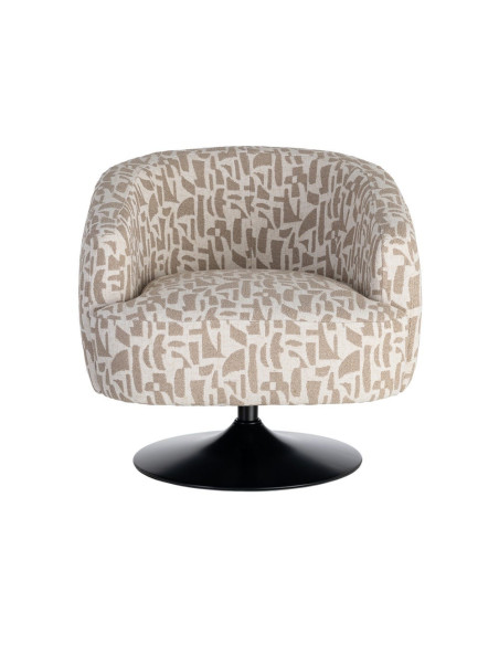 Fauteuil pivotant beige motif géométrique en tissu 73x80x73 cm Morenoro Ixia - 9