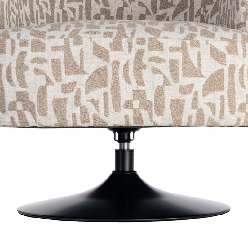Fauteuil pivotant beige motif géométrique en tissu 73x80x73 cm Morenoro Ixia - 11