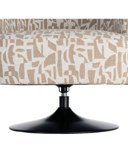 Fauteuil pivotant beige motif géométrique en tissu 73x80x73 cm Morenoro Ixia - 11