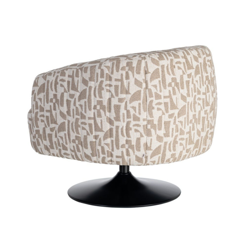 Fauteuil pivotant beige motif géométrique en tissu 73x80x73 cm Morenoro Ixia - 12