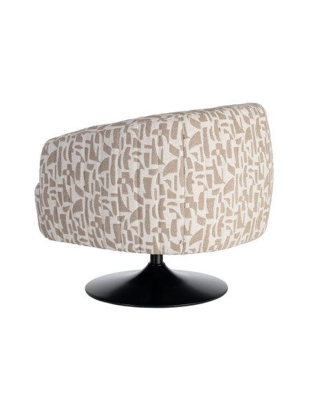 Fauteuil pivotant beige motif géométrique en tissu 73x80x73 cm Morenoro Ixia - 12