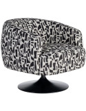 Fauteuil pivotant noir et blanc en tissu 73x80x73 cm Morenoro