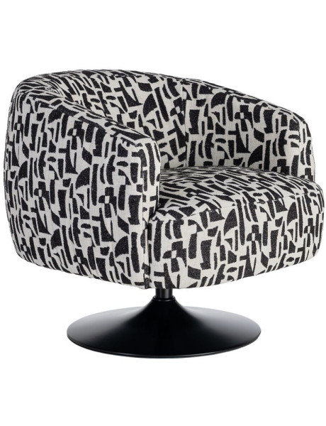 Fauteuil pivotant noir et blanc en tissu 73x80x73 cm Morenoro Ixia - 1