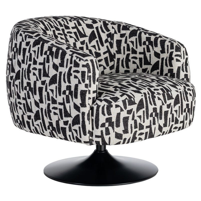 Fauteuil pivotant noir et blanc en tissu 73x80x73 cm Morenoro Ixia - 1