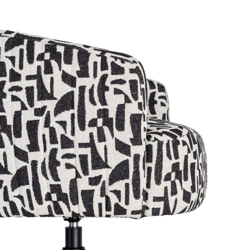 Fauteuil pivotant noir et blanc en tissu 73x80x73 cm Morenoro Ixia - 3