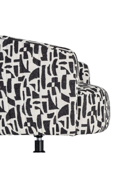 Fauteuil pivotant noir et blanc en tissu 73x80x73 cm Morenoro Ixia - 3