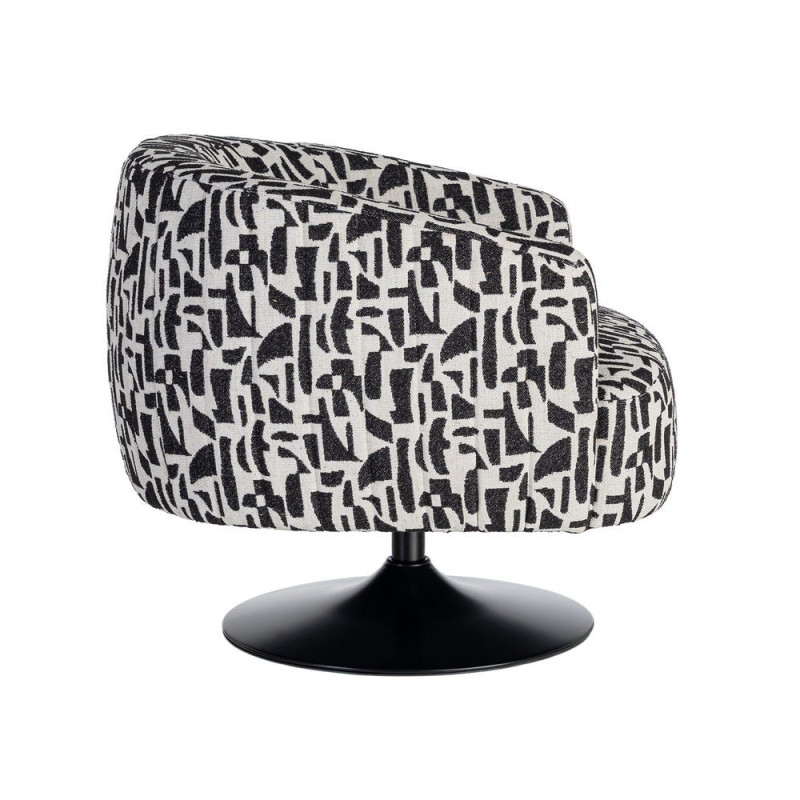 Fauteuil pivotant noir et blanc en tissu 73x80x73 cm Morenoro Ixia - 6