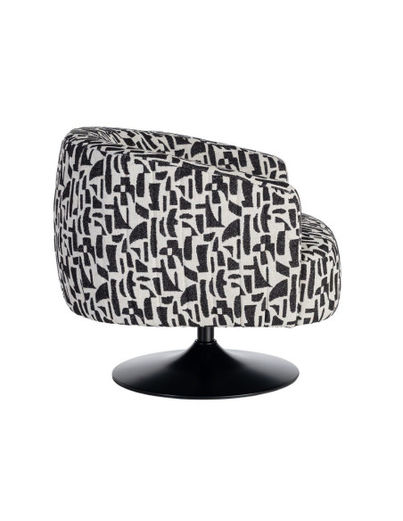 Fauteuil pivotant noir et blanc en tissu 73x80x73 cm Morenoro Ixia - 6