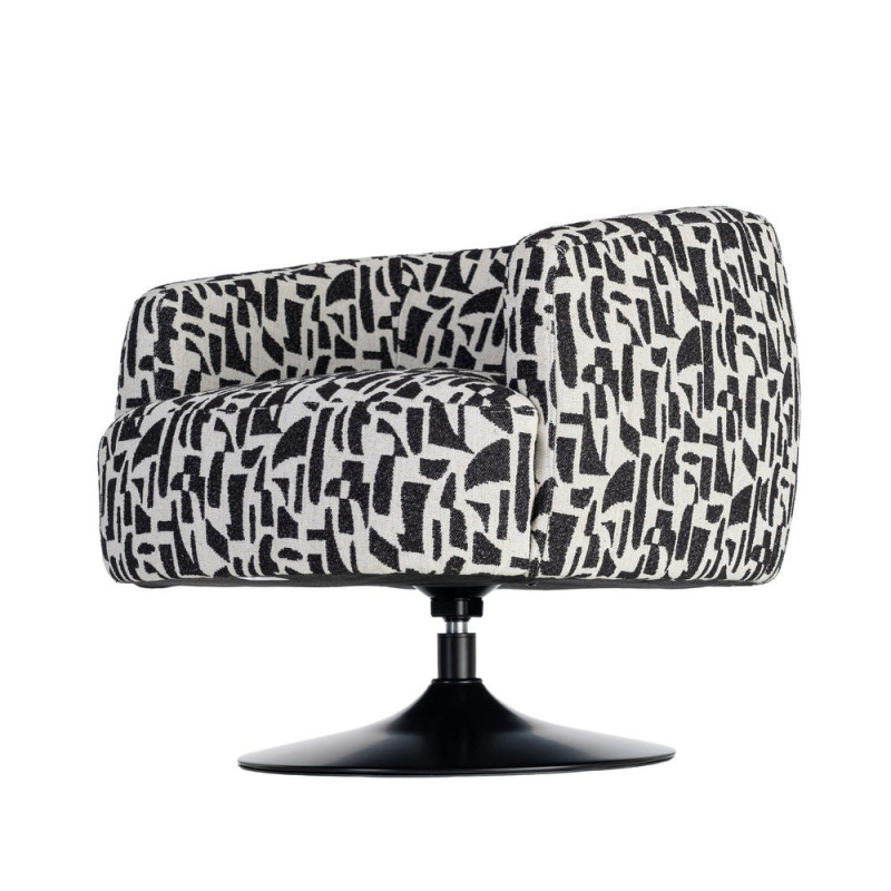 Fauteuil pivotant noir et blanc en tissu 73x80x73 cm Morenoro Ixia - 8