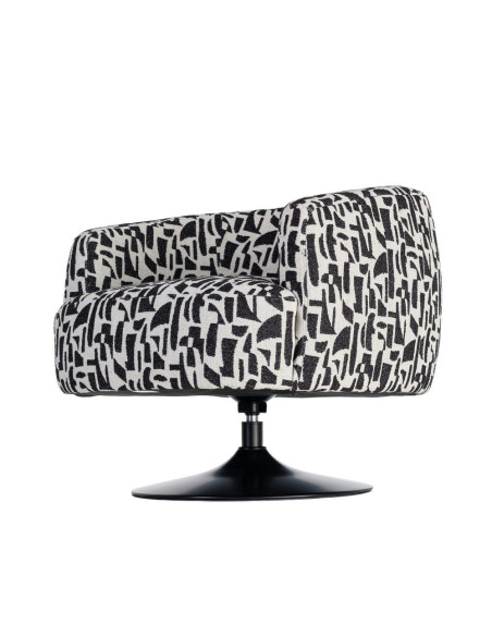 Fauteuil pivotant noir et blanc en tissu 73x80x73 cm Morenoro Ixia - 8