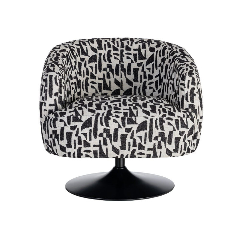 Fauteuil pivotant noir et blanc en tissu 73x80x73 cm Morenoro Ixia - 9
