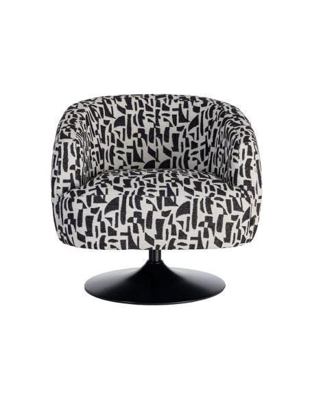 Fauteuil pivotant noir et blanc en tissu 73x80x73 cm Morenoro Ixia - 9