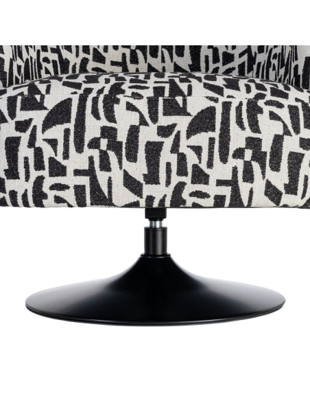 Fauteuil pivotant noir et blanc en tissu 73x80x73 cm Morenoro Ixia - 11