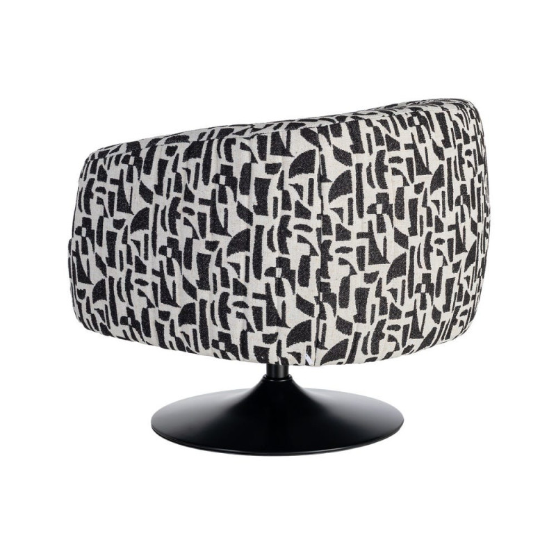 Fauteuil pivotant noir et blanc en tissu 73x80x73 cm Morenoro Ixia - 12