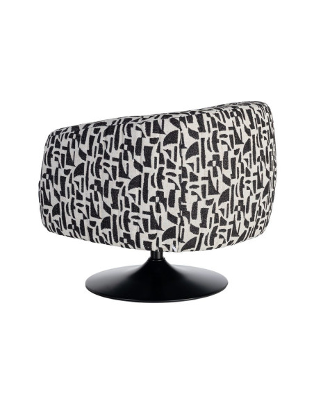Fauteuil pivotant noir et blanc en tissu 73x80x73 cm Morenoro Ixia - 12