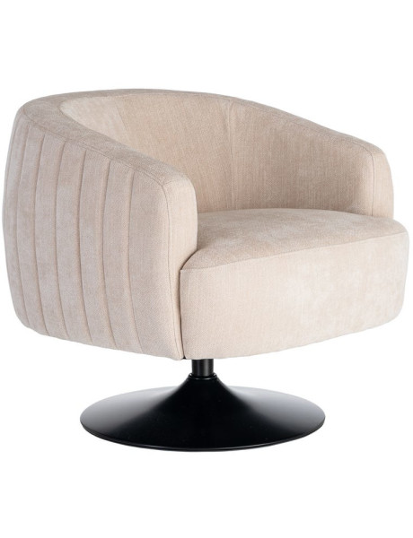 Fauteuil pivotant crème en tissu 73x80x73 cm Oreleno Ixia - 1