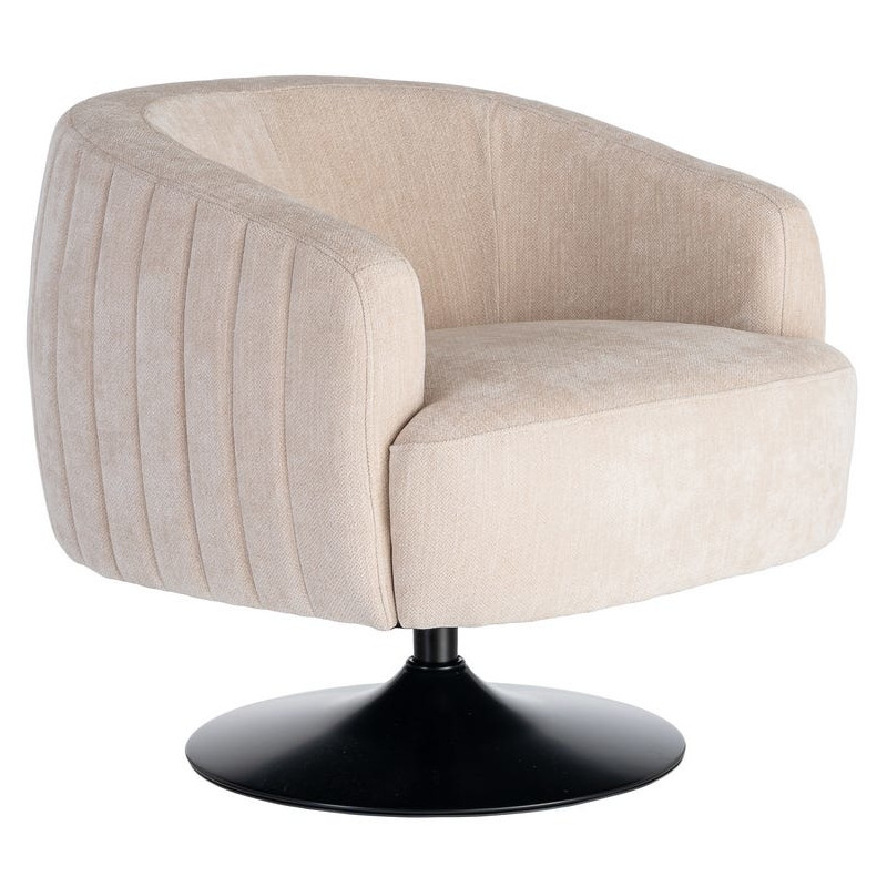 Fauteuil pivotant crème en tissu 73x80x73 cm Oreleno Ixia - 1