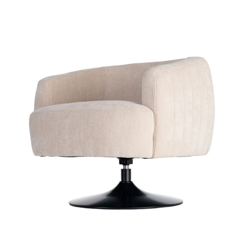Fauteuil pivotant crème en tissu 73x80x73 cm Oreleno Ixia - 8