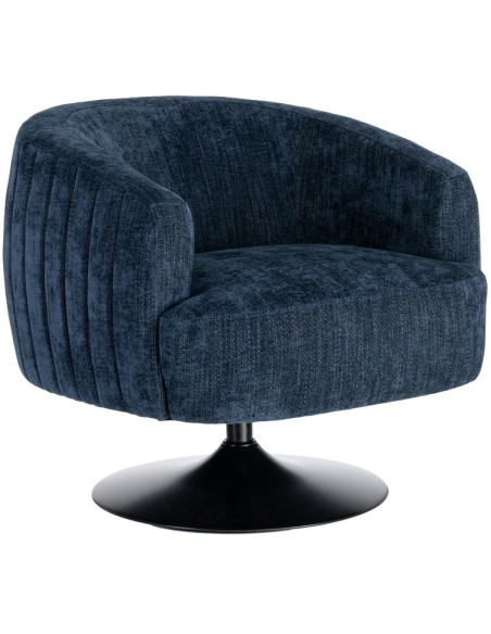 Fauteuil pivotant bleu marine en tissu 73x80x73 cm Oreleno Ixia - 1