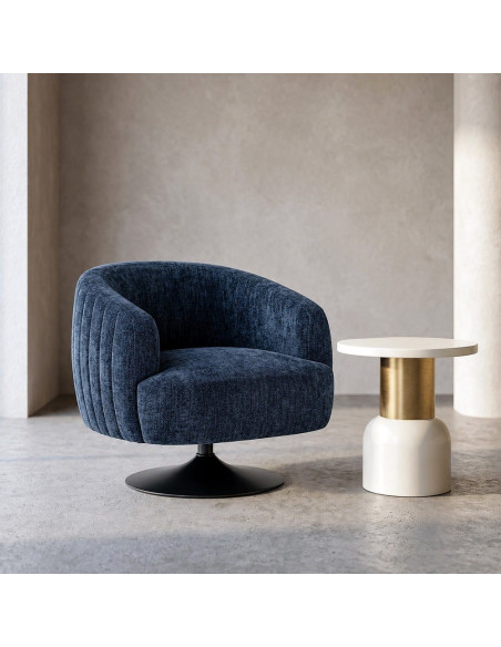 Fauteuil pivotant bleu marine en tissu 73x80x73 cm Oreleno Ixia - 2