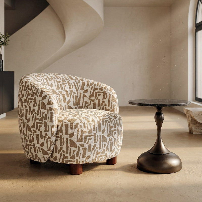 Fauteuil lounge beige à motif graphique 73x82x70 cm Tavelado Ixia - 2
