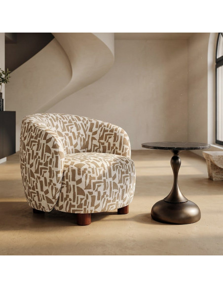 Fauteuil lounge beige à motif graphique 73x82x70 cm Tavelado Ixia - 2