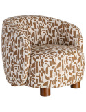 Fauteuil lounge crème et ocre à motif graphique 73x82x70 cm Tavelado