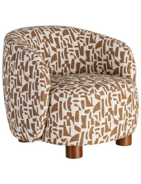 Fauteuil lounge crème et ocre à motif graphique 73x82x70 cm Tavelado Ixia - 1