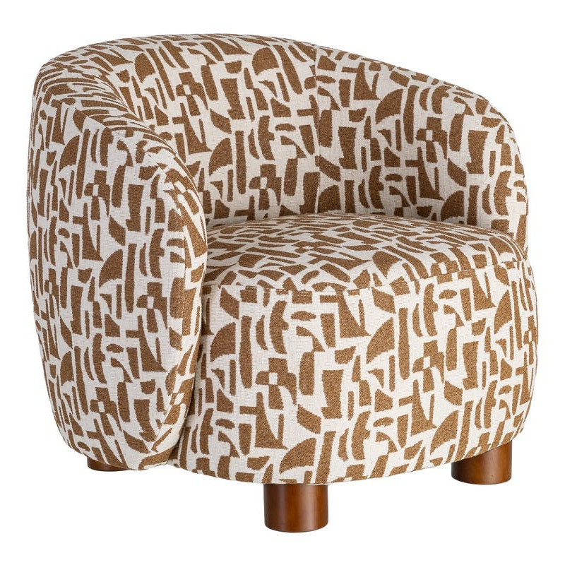 Fauteuil lounge crème et ocre à motif graphique 73x82x70 cm Tavelado Ixia - 1