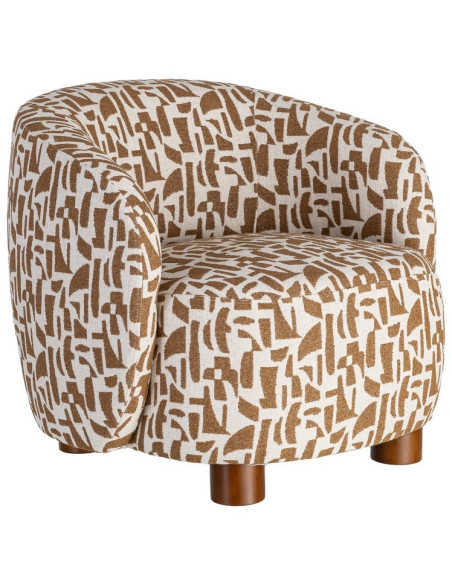 Fauteuil lounge crème et ocre à motif graphique 73x82x70 cm Tavelado Ixia - 1
