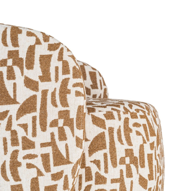 Fauteuil lounge crème et ocre à motif graphique 73x82x70 cm Tavelado Ixia - 3