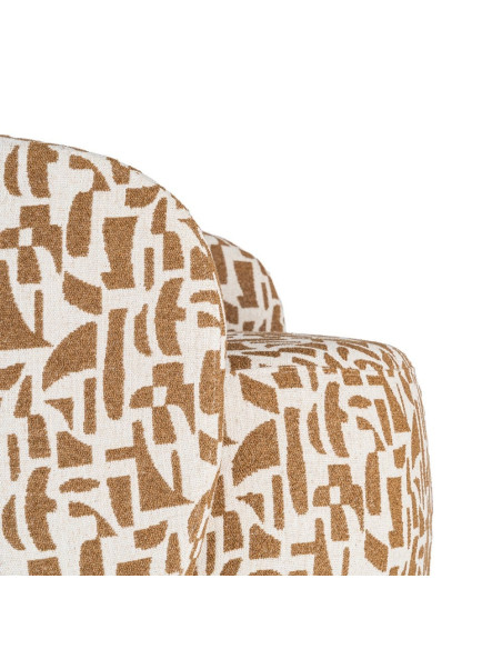 Fauteuil lounge crème et ocre à motif graphique 73x82x70 cm Tavelado Ixia - 3