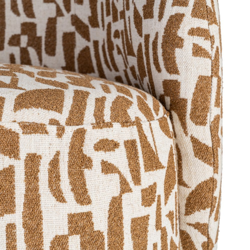 Fauteuil lounge crème et ocre à motif graphique 73x82x70 cm Tavelado Ixia - 4